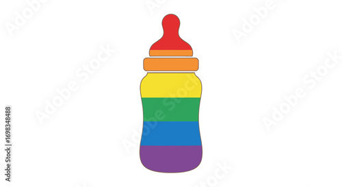 Rainbow-striped Baby Bottle Infant Feeding LGBTQ Pride.