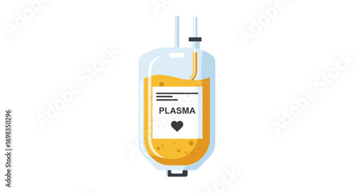 Medical Plasma Bag with Infusion Set Isolated View.