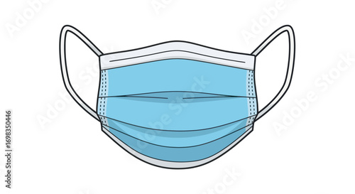 Blue Surgical Face Mask with Ear Loops Illustration.