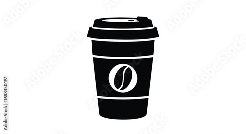 Get your daily dose with this simple black and white coffee cup icon perfect for minimalist designs