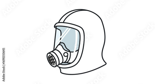 Simple Line Drawing of a Protective Gas Mask.