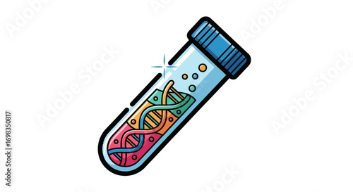 Colorful Test Tube with DNA Molecules.