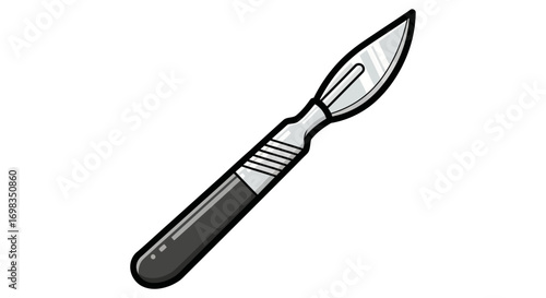 Detailed Black and White Illustration of a Scalpel.