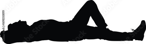 Person, silhouette, lying, down, resting, relaxation, posture, body, position, sleep, black, outline, vector, illustration, isolated, design, element, icon, set, graphic, horizontal