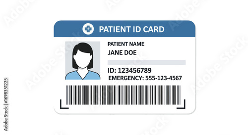 Generic Patient ID Card with Barcode and Placeholder Photo.