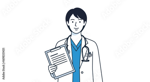 Friendly Male Doctor Holding Medical Chart.