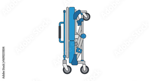 Foldable Medical Stretcher with Wheels and Handle.