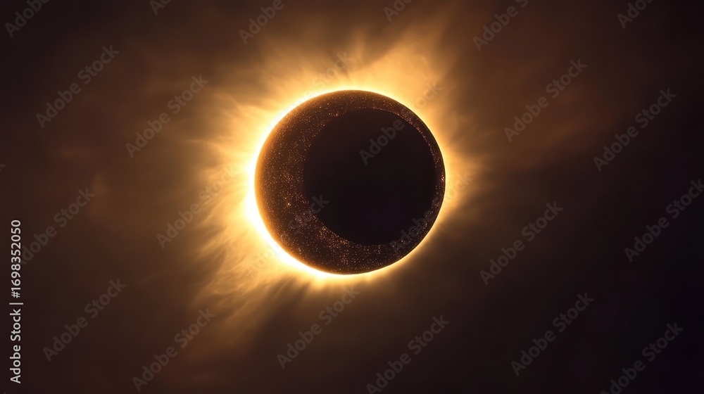 Obraz premium Fiery eclipse with sun’s glowing edges creating dramatic corona.