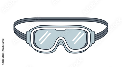 Pair of Simple White Ski Goggles with Dark Straps.