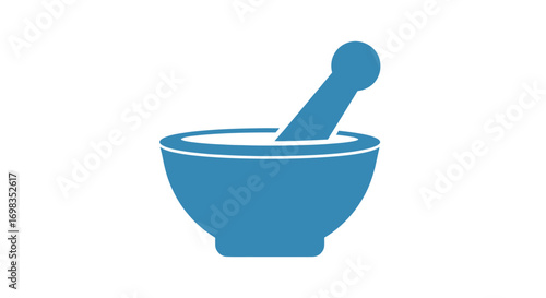 Blue Mortar and Pestle Icon Pharmacy Symbol.