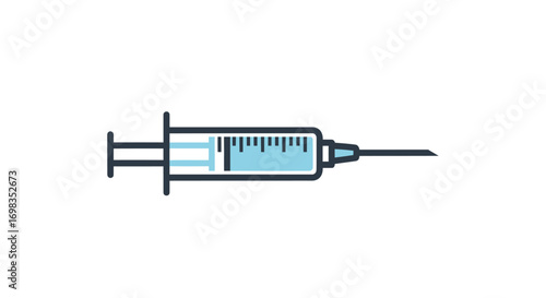 Medical Syringe with Blue Liquid Ready for Injection.
