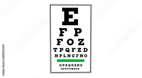 Eye Chart for Vision Testing Black Letters on White Background.