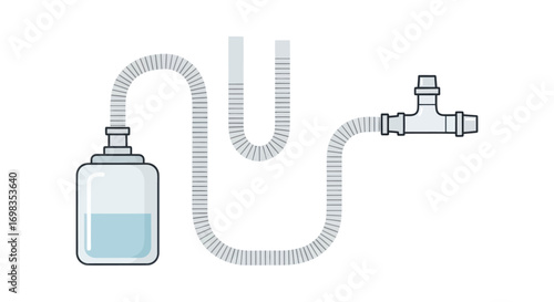 Diagram of a Simple Water Siphon System with Tubing and Valve.