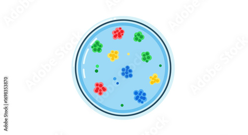 Colorful Bacteria Colonies in Petri Dish.