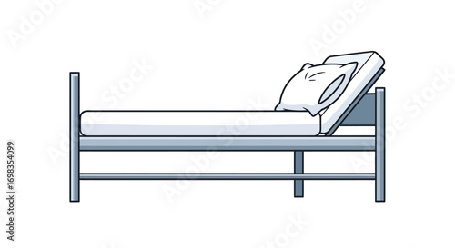 Hospital Bed with Mattress and Pillow Adjustable Backrest Medical Equipment.