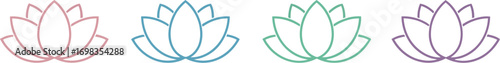 Four glowing lotus flowers in a row serene spiritual zen meditation symbol vector