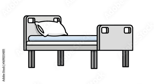 Simple Hospital Bed Illustration with Pillow.