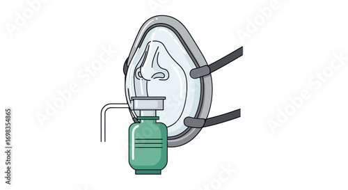 Medical Oxygen Mask and Nebulizer Device Illustration.