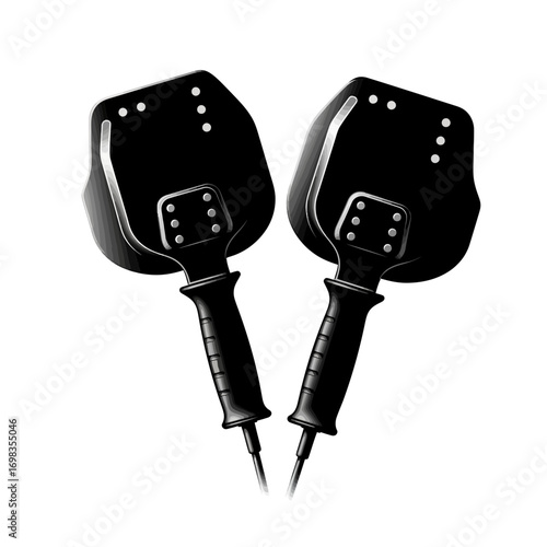 Two black welding masks silhouette isolated on white background