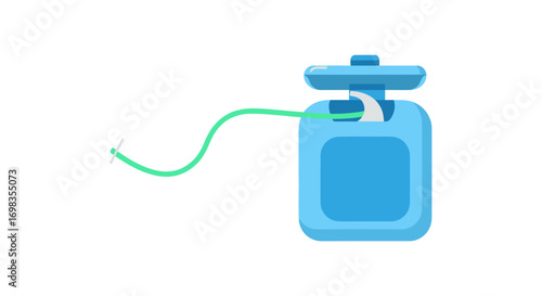 Blue Dental Floss Dispenser with Green Mint Floss.