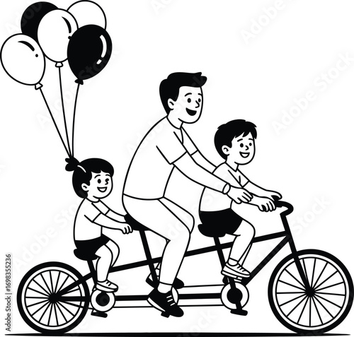Black and white bicycle wheel vector illustration minimalist design style