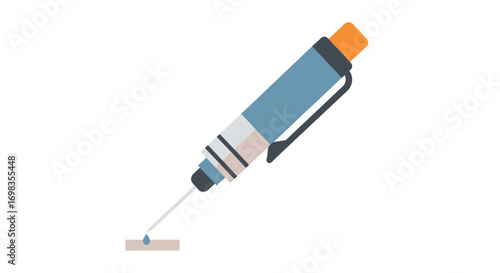 Stylized Blue and Orange Pen with Clip and Tip.