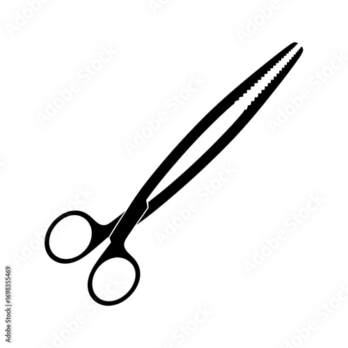 Surgical scissors silhouette isolated on white background
