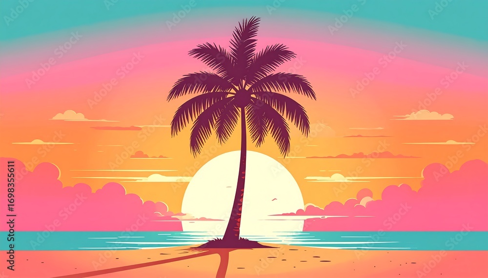 Fototapeta premium Vibrant sunset beach scene (1)