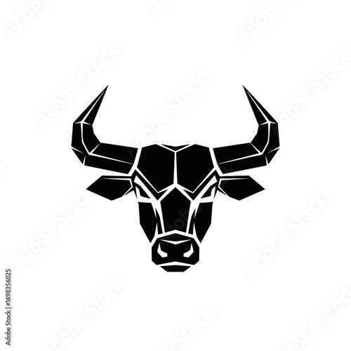 Geometric bull head silhouette isolated on white background