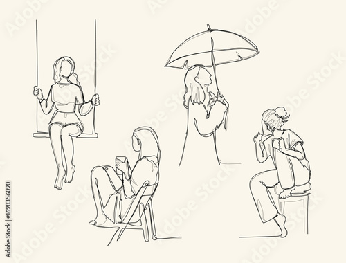 continuous one line art drawing. Sad in problem, anxiety and stress,  Mental health disorder, depression, tired.
