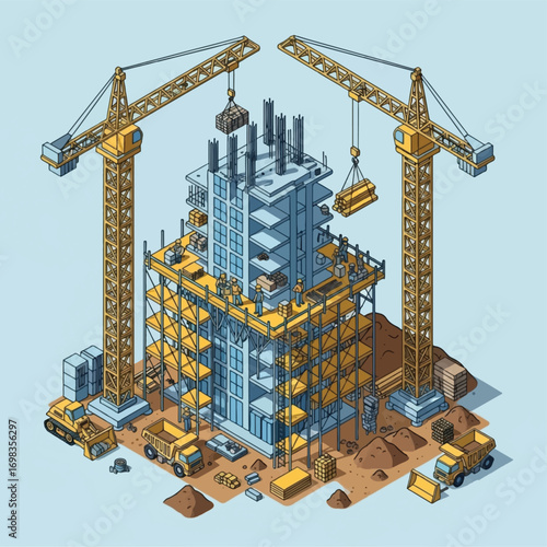 Silhouette illustration of a construction excavator digging into the earth, creating a hole.