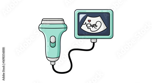 Ultrasound Machine with Fetal Image Display.