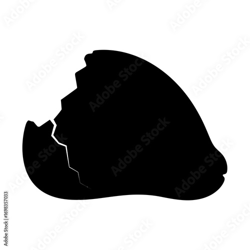 Broken eggshell silhouette isolated on white background