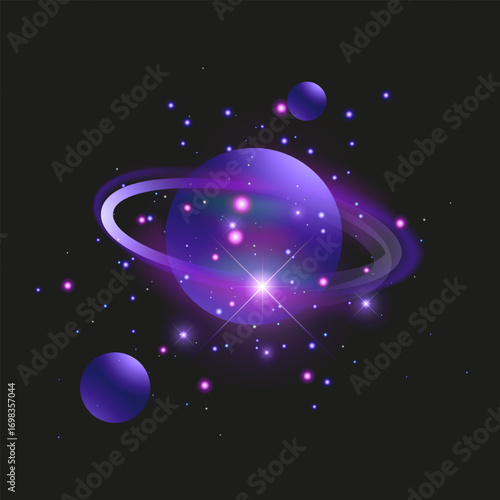 Colorful Saturn Illustration A vibrant depiction of Saturn Celestial Planet with Rings