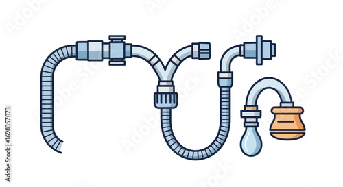Medical Respiratory Tubing and Accessories Illustration.