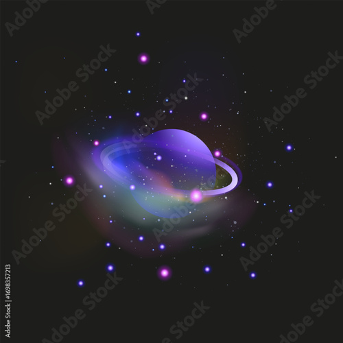 Colorful Saturn Illustration A vibrant depiction of Saturn Celestial Planet with Rings