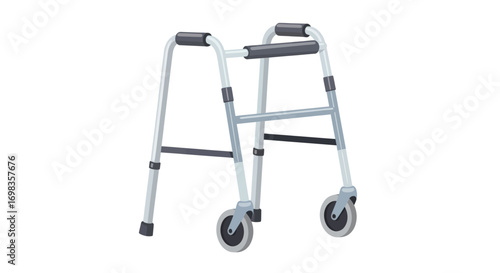 Lightweight Folding Walker with Wheels for Mobility Assistance.