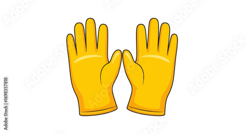 Pair of bright yellow rubber cleaning gloves.