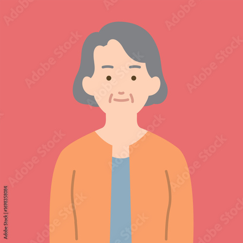 おばあさんの正面イラスト