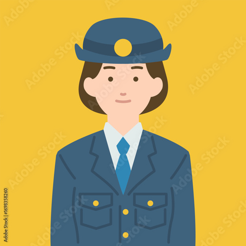 女性警察官の正面イラスト