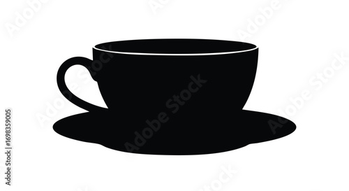 Sleek black coffee cup silhouette on white background for modern branding and minimalist design projects