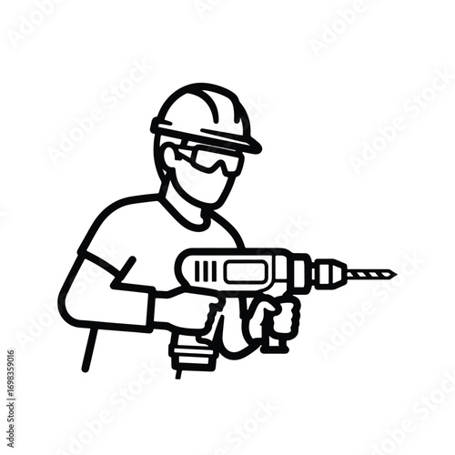 Silhouette illustration of a construction excavator digging into the earth, creating a hole.
