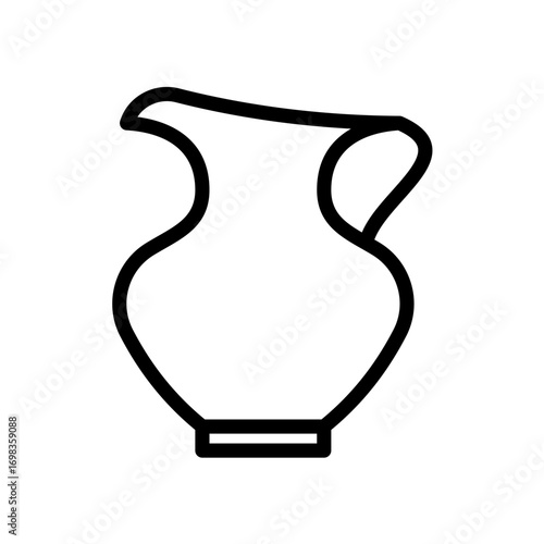 Black outline icon of a traditional ceramic pitcher or jug. Simple vector illustration of an ancient vase for water or milk, isolated on a white background