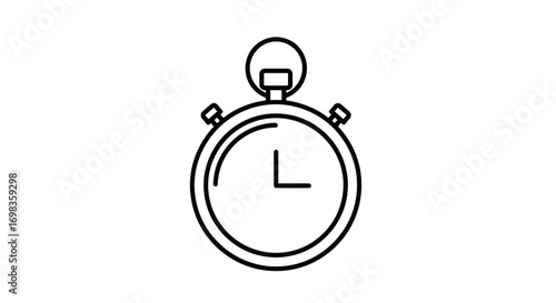 Classic Stopwatch Icon: Line Art Timekeeping Device.