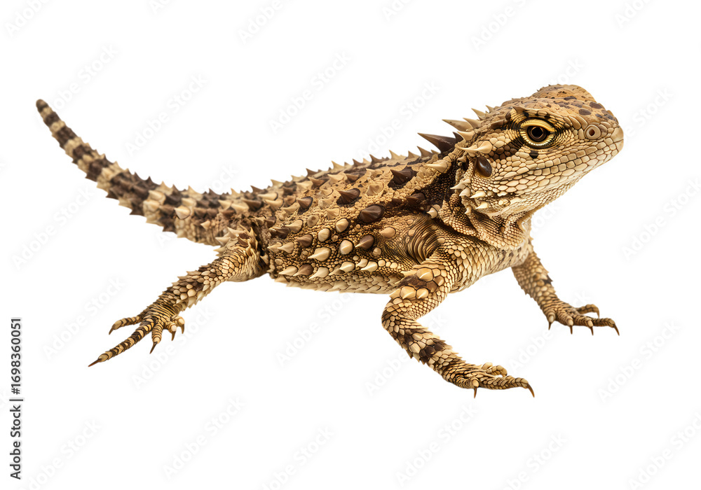 Fototapeta premium Texas Horned Lizard Detailed CloseUp of a Juvenile Reptile isolated on transparent background