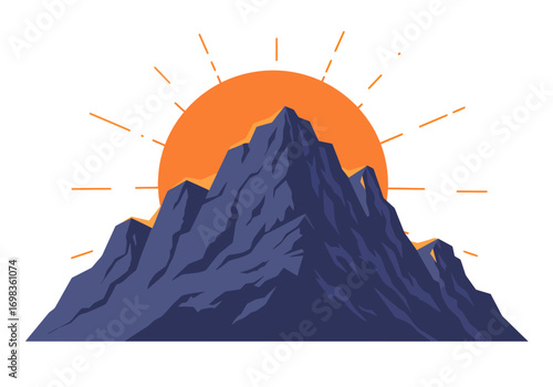 Sunrise over jagged mountains