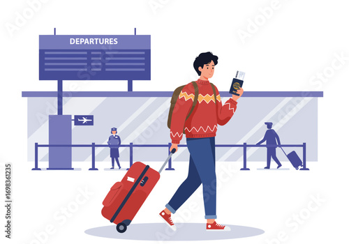 Man with Luggage at Airport