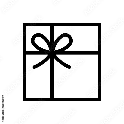 Minimalist black and white drawing of a gift box, perfect for illustrating concepts of generosity, love, and appreciation