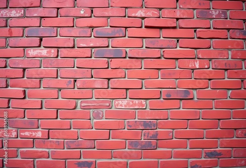 A weathered red brick wall  showing texture and age  structure  decay