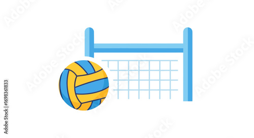 Water Polo Ball and Goal Net Illustration.
